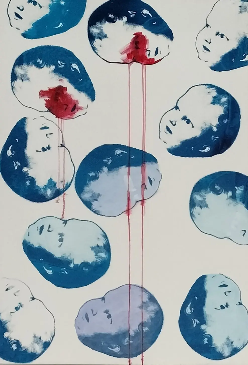 Deti | Serigrafia a olej na plátne | 140x90cm | 2022 | Séria: Keď Ježíš hľadá Matku