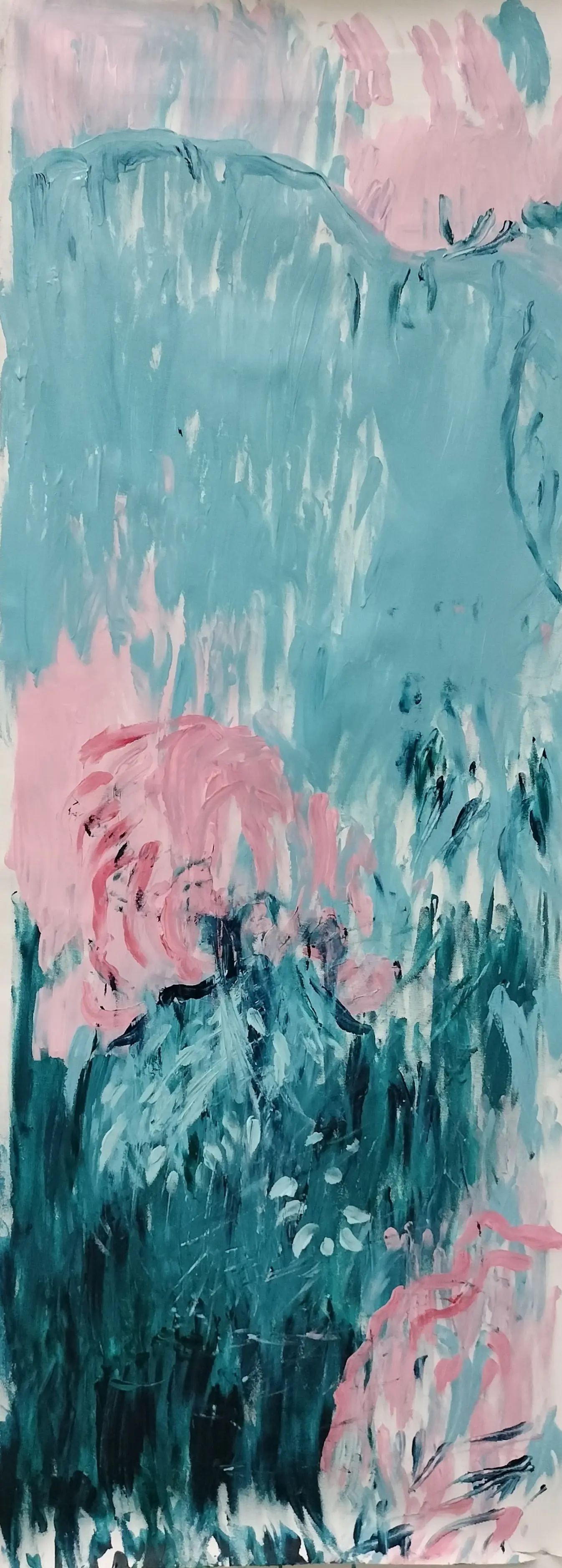 Tráva pokračuje | Akryl na plátne | 125x46cm | 2024 | Séria: Senzorická deprivácia