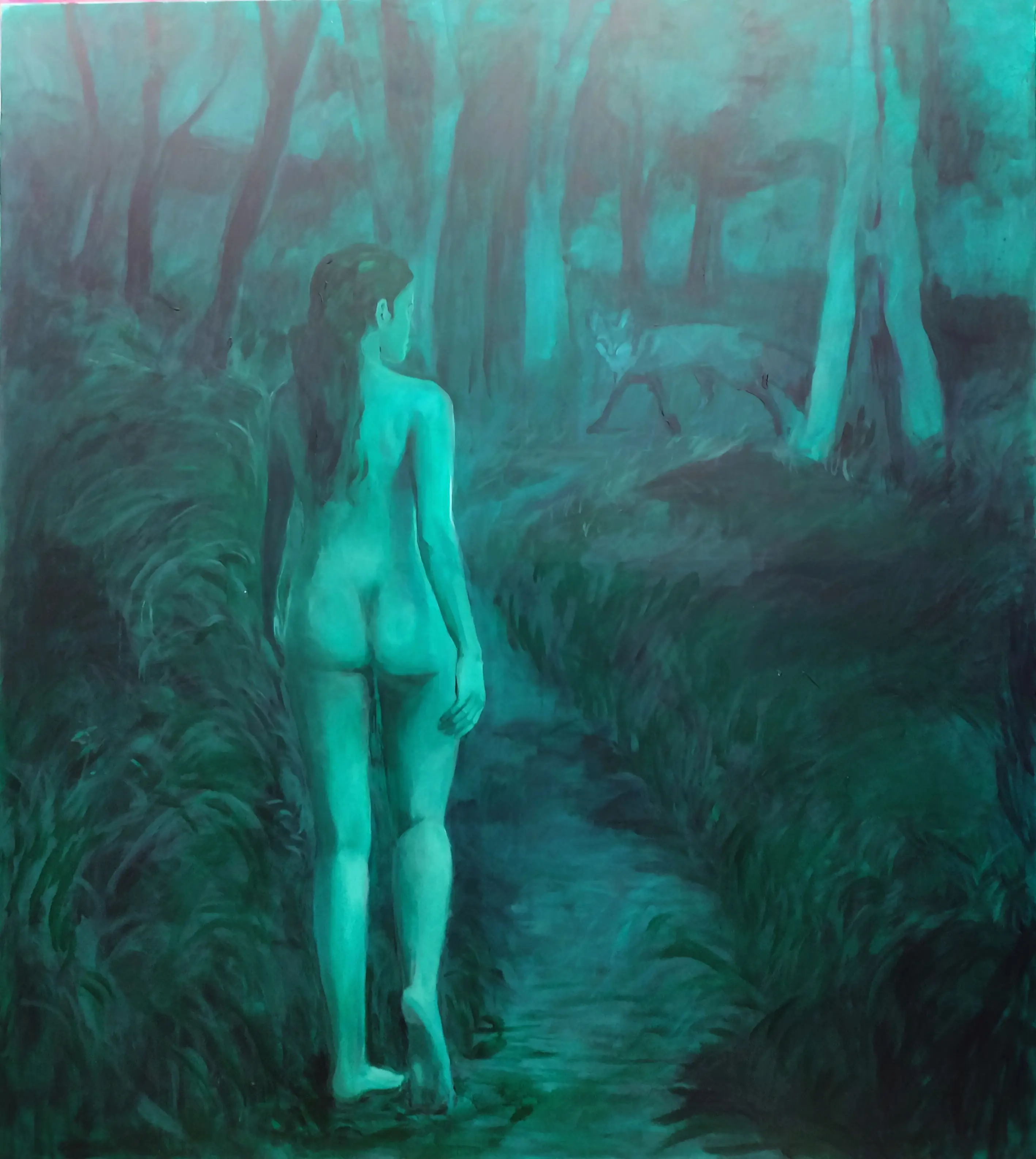 Nohami na Zemi | Akryl na plátne | 190x170cm | 2024 | Séria: Odtiene bytia