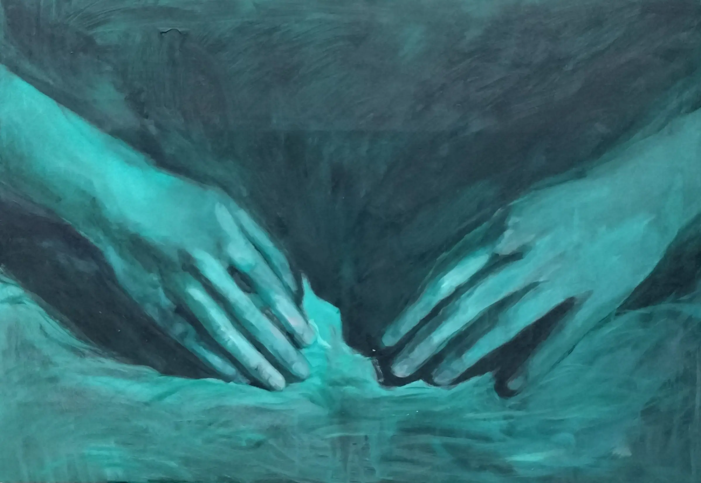 Moje ruky | Akryl na plátne | 70x100cm | 2024 | Séria: Odtiene bytia