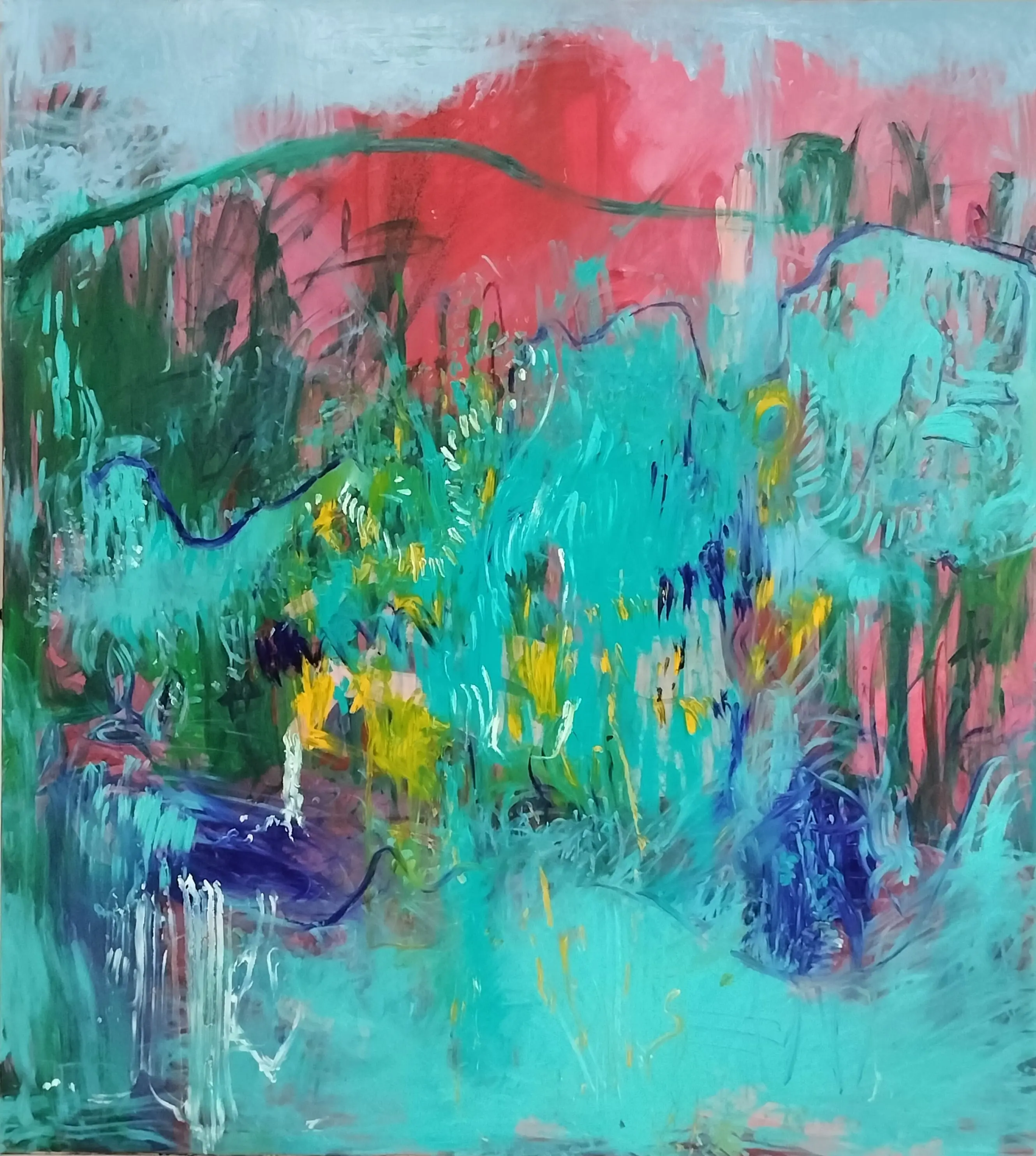 Dlhé a krátke ťahy | Olej na plátne | 190x170cm | 2024 | Séria: Senzorická deprivácia